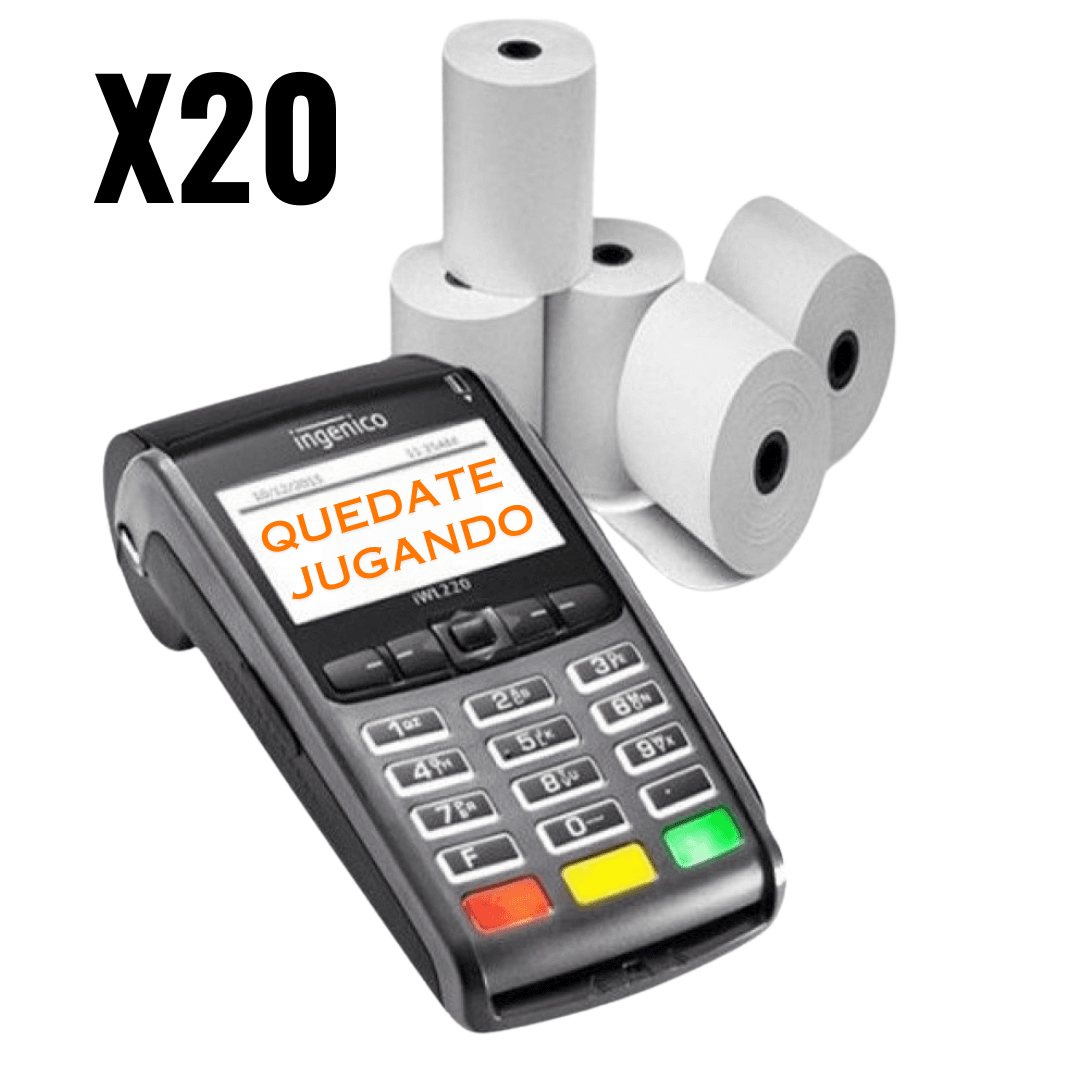 20 Rollos termicos para POS 57mmX16mts
