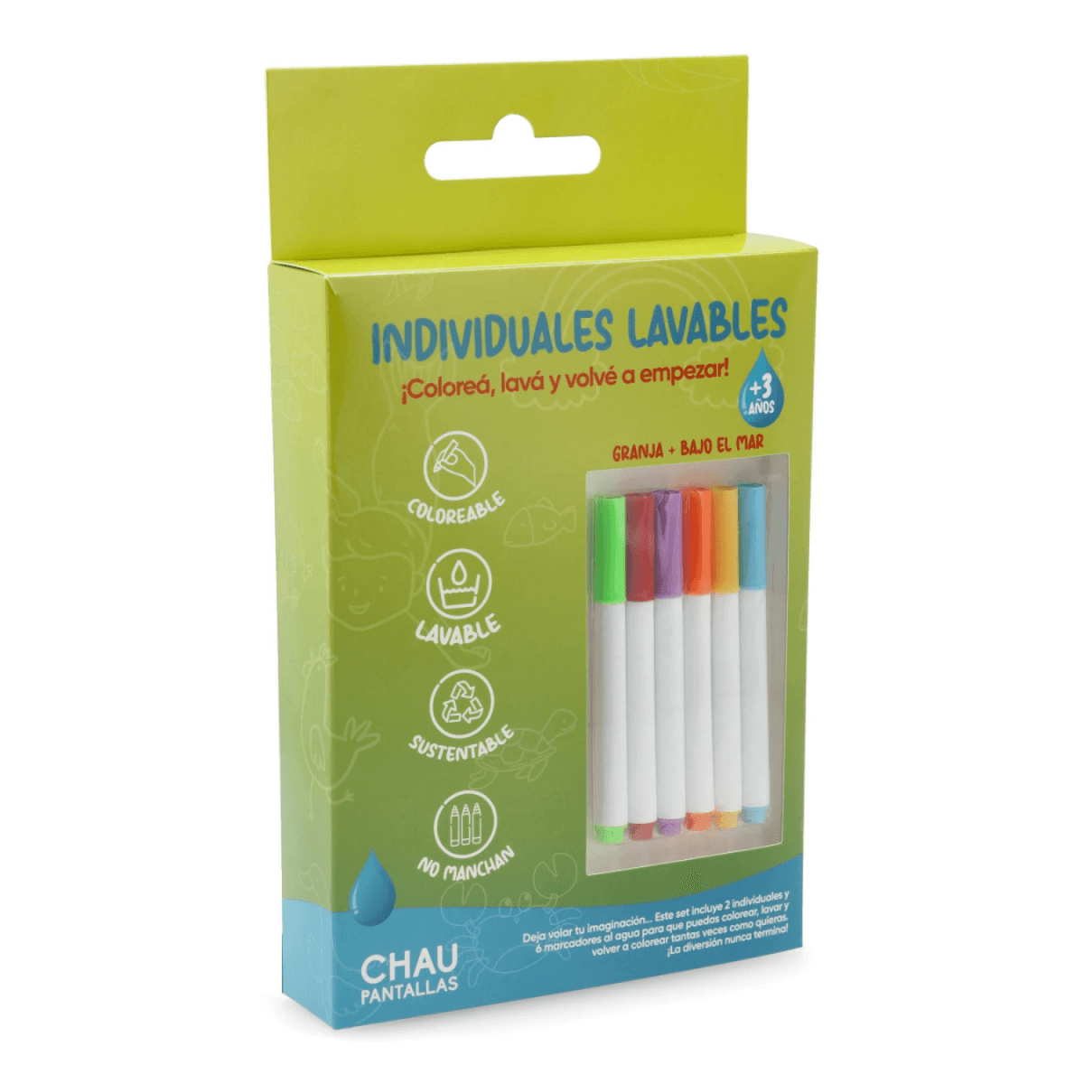 Individuales Lavables Granja + Bajo el mar - Chau Pantallas