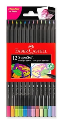 Lapices de Colores Supersoft x12 Pastel y Neon - Faber Castell