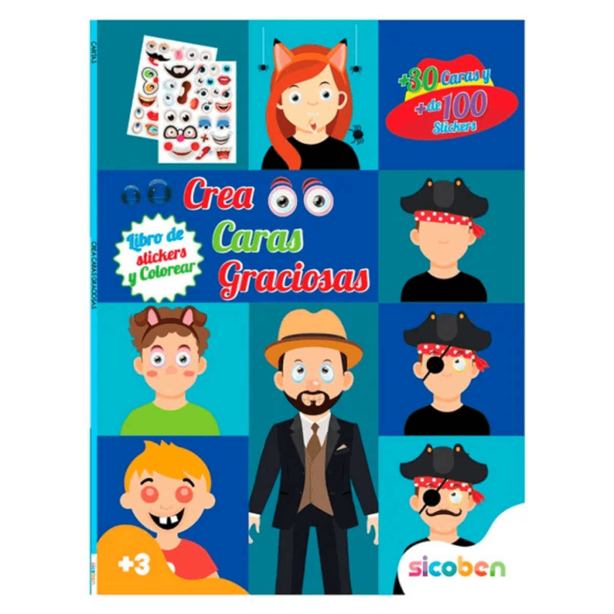 Libro con Stickers para armar Caras Graciosas