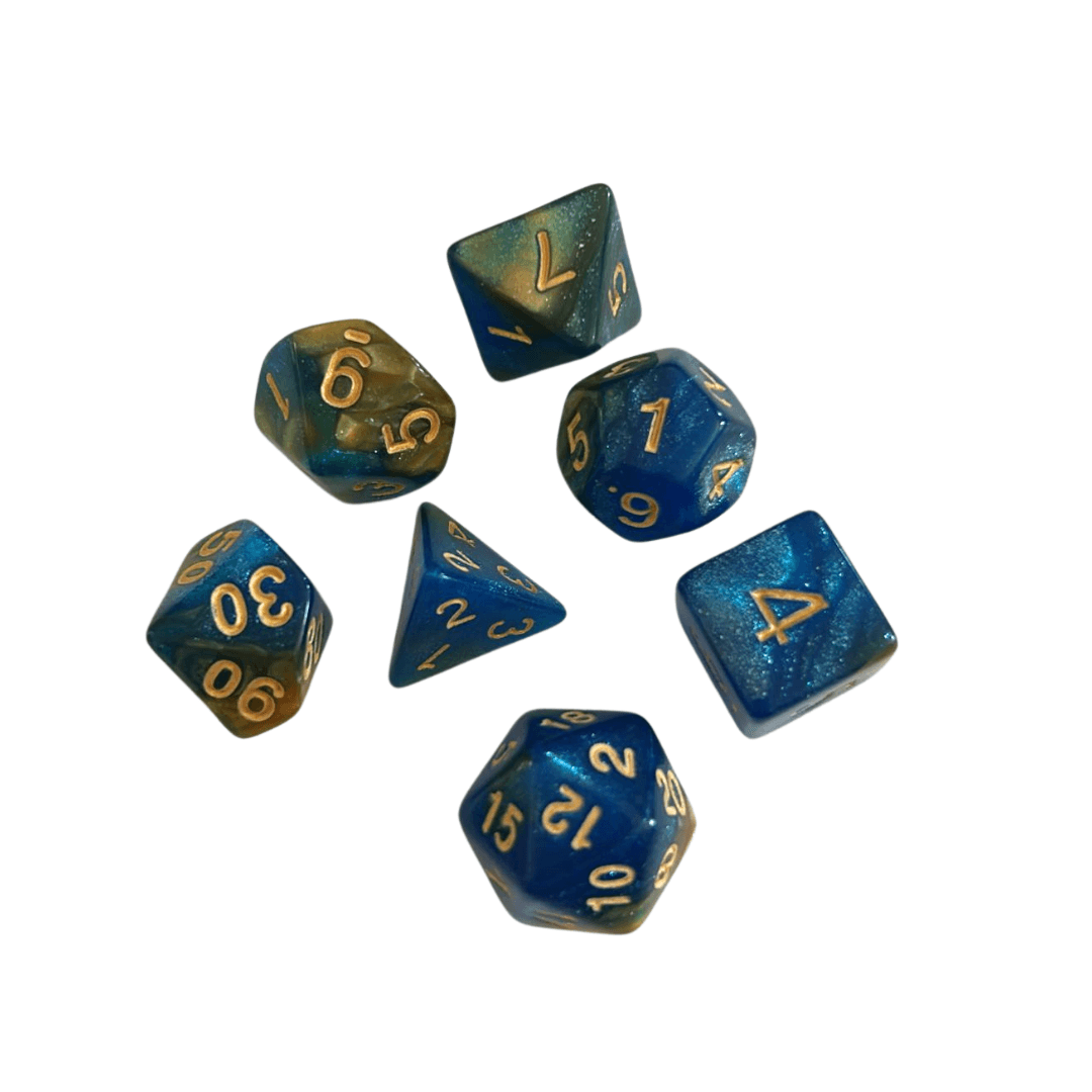 Pack x7 Dados de Rol - Azul con amarillo