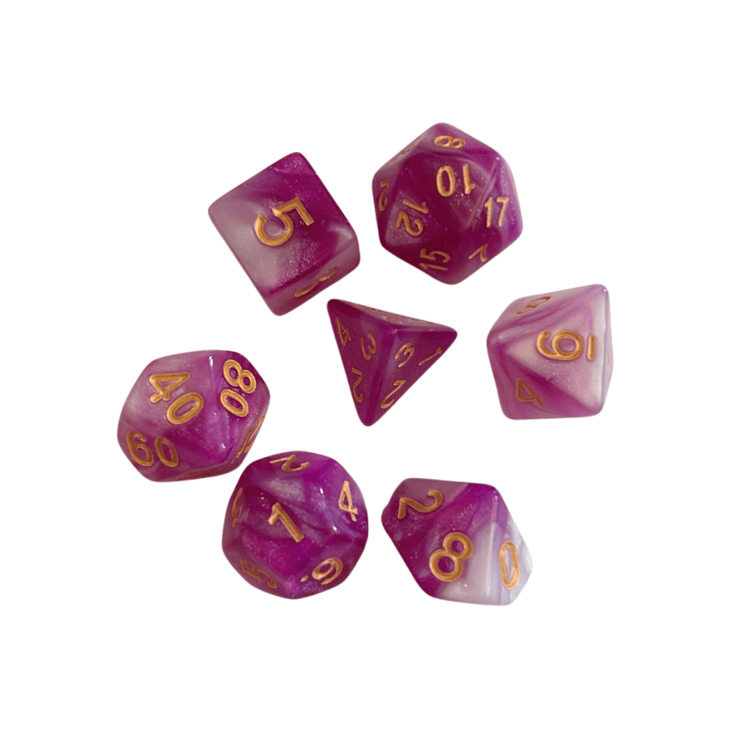 Pack x7 Dados de Rol - Rosa con blanco