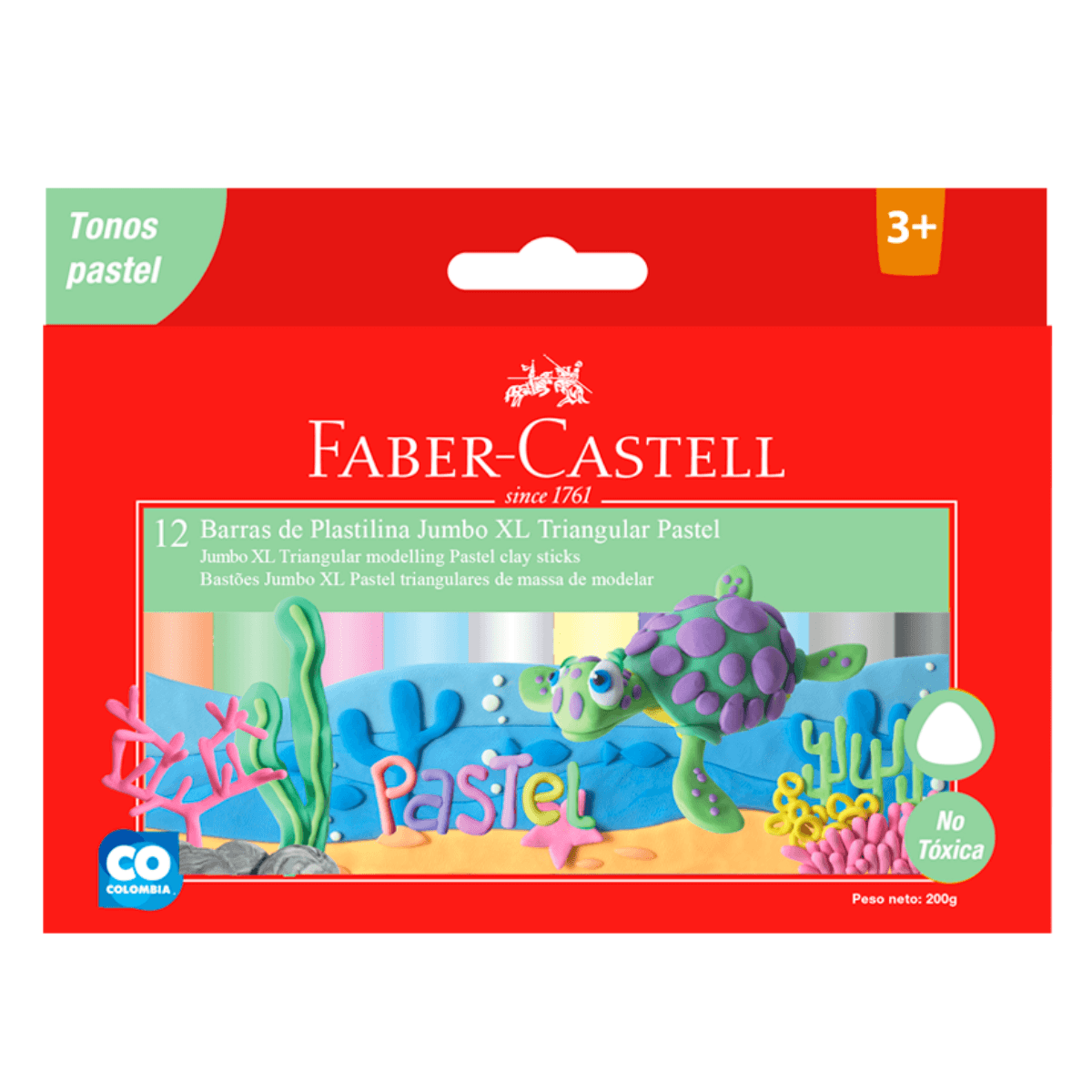 Plasticina XL Triangular x12 Pasteles - Faber Castell