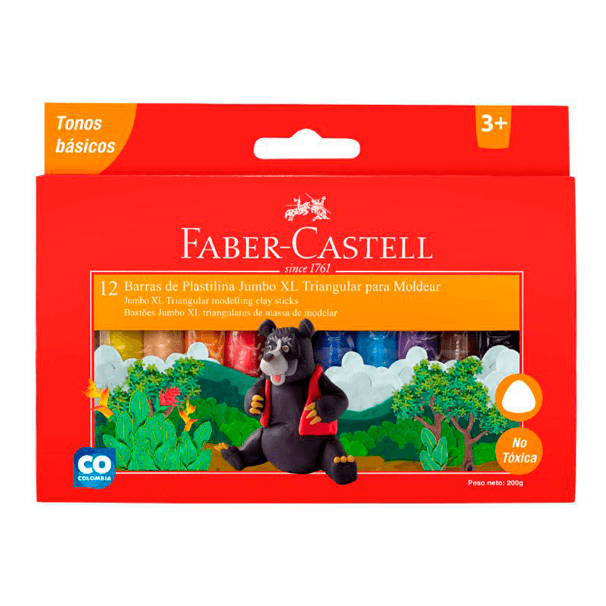 Plasticina XL Triangular x12 Tonos Clasicos - Faber Castell