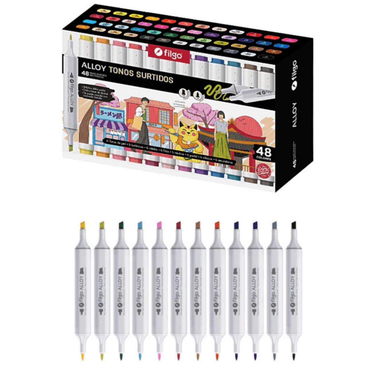 Set 48 Marcadores Filgo Alloy Sketch Doble Punta Estuche Magnetico